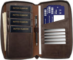 TORRO Premium Leather Family Travel Wallet, RFID Blocking Travel Organizer, Family Passport Holder for 4 Passports, Travel Documents and Cards (Dark Brown)