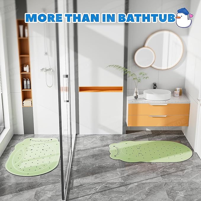 UNEEDE Dinosaur Kids Bathtub Mat - Extra Thick Rubber Shower Mat for Toddlers, 30"x18" Bath Mat with 100+ Suction Cups, Machine Washable Tub Pad for Babies & Children's Bath Time Comfort