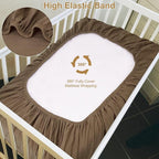 2 Pack Muslin Fitted Crib Sheets for Baby Girls & Boys-Neutral Breathable Crib Mattress Protector for Standard Crib Mattress(28"x 52")-Soft No Slip Cotton Bedding-Taupe Brown & Light Beige