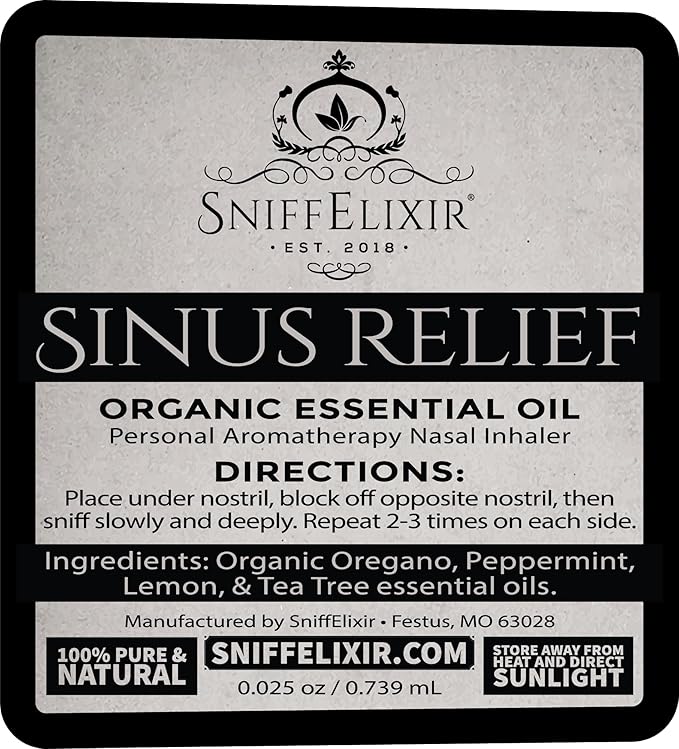Nasal Inhaler for Sinus Relief, Made with Organic Essential Oils - Aromatherapy Stick with Peppermint & Tea Tree for Stuffy Nose & Congestion