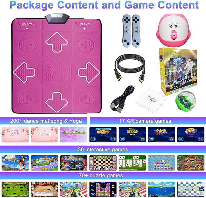 P-Ink Kids & Adults Dance Mat - Musical AR Game Mat with Camera for Kids, TV Game, Christmas & Birthday Gift for Girls & Boys