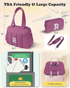 Duffle Bag with Initial, Spend The Night Bags for Women，Overnight Bag with Wet Pocket，Sister Gift, Gifts for Women-Lightweight Travel Bags Personalized Gym Tote with Makeup Pouch