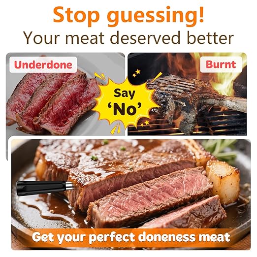 Smart Accurate Wireless Meat Thermometer - 2 Probes for BBQ, Smoking, Grilling, Cooking with Real-Time Alerts, Long Range Bluetooth, Dishwasher Clean, Waterproof for Indoor Outdoor Kitchen Use