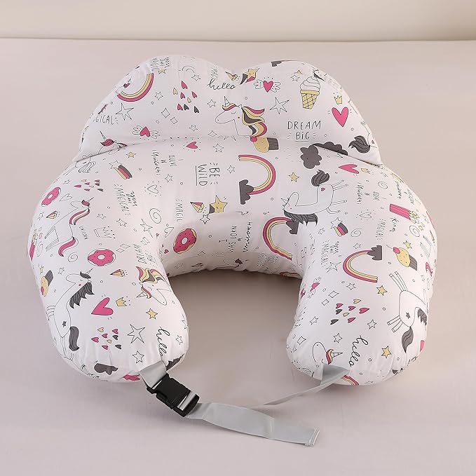 Nursing Pillow for Breastfeeding,Ergonomic Baby Feeding Pillows with Removable Washable Cotton Slipcover, Adjustable Waist Strap,Plus Size,More Support for Mom and Baby(Unicorn)