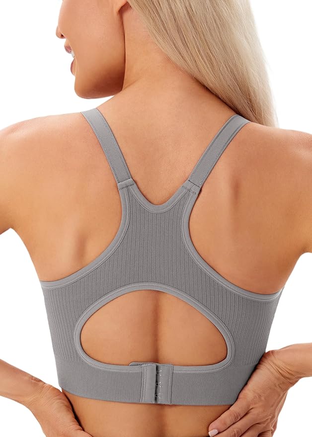 Angelhood Nursing Bras for Breastfeeding, Ribbed Nursing Sports Bra Yoga Maternity Bras Pregnancy Sleep Bralette