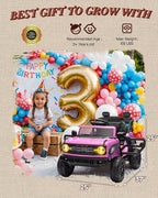 12V Electric Ride on Toys for Toddler, Ford Bronco Raptor Kids Ride on Car with Remote Control, 12 Volt Battery Powered Cars for Children with Smooth Start, Bluetooth (12V, Pink)