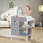 Baby Changing Table, Diaper Changing Table with Waterproof Pad, Portable Changing Table with 3 Storage Baskets and Toy, Mobile Nursery for Infant and Newborn