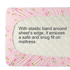 Onacosht Pack n Play Playard Fitted Sheets 2 Pack Set for Baby Girl Soft Stretchy Jersey Knit Portable Mini Crib Mattress Cover, Pink Floral