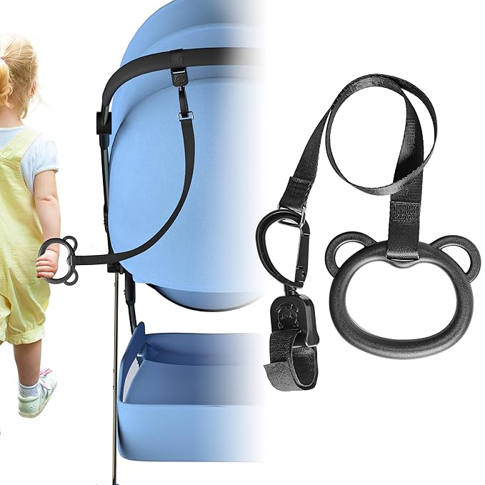 Stroller Leash Handle for Toddler - Compatible with Strollers, Wagons, Pushchairs and so on – Safety Leash Keeps Children Close on-The-go (Black)