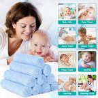 HOMEXCEL Baby Washcloths 12 Pack-Microfiber Coral Fleece Baby Bath Face Towel 7 x 9 Inch Extra Absorbent Soft Burp Cloth and Wash Cloths for Newborn-Infants and Toddlers-Gentle On Sensitive Skin,Blue