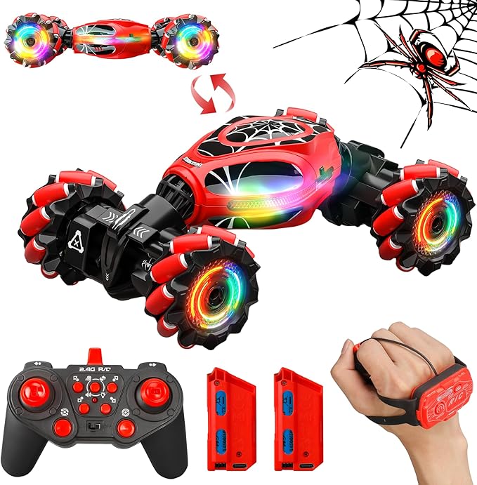 Spider Remote Control Car Gesture Sensing Hand Controlled Stunt Car, 4WD Drift Twist Off-Road Vehicle with Light Music, Birthday Xmas Gifts Suitable for Boys and Girls