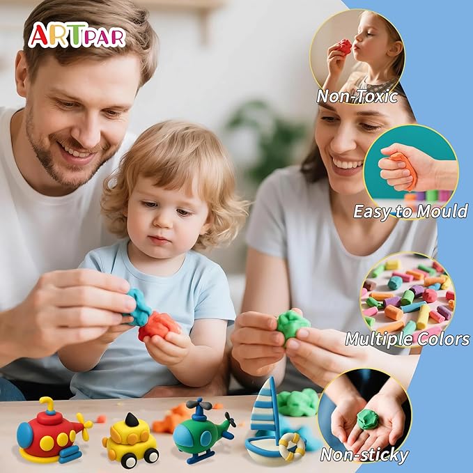 A‌RTPAR Air Dry Clay 156 Colors,Modeling Magic Clay for Kids Bulk Kit, Soft & Non Sticky,Non-Toxic Art and Crafts Supplies for Classroom Projects, Creative Toys Family Party Games for Boys & Girls