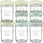KeaBabies 4pk 8oz & 4pk 4oz Glass Baby Food Containers with Lids - Leak-Proof, Microwavable Small Glass Jars, Baby Purees & Toddler Snack Storage Containers, BPA-Free, Dishwasher & Freezer Safe(Sage)