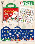 Benresive Reusable Sticker Book for Toddlers 2-4 Years, Fun Travel Stickers for Kids, Waterproof Sticker Books for Toddlers 1-3, Crafts Activities for Todddlers 1-3 2-4 3-5 - Christmas