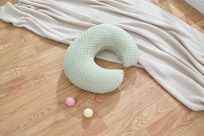 Nursing Pillow and Positioner Breastfeeding and Bottle Feeding, Propping Baby, Tummy Time, Sitting Support, with Removable Polyester Cover, dots Fabric, for Baby Boy Girl(Bay)