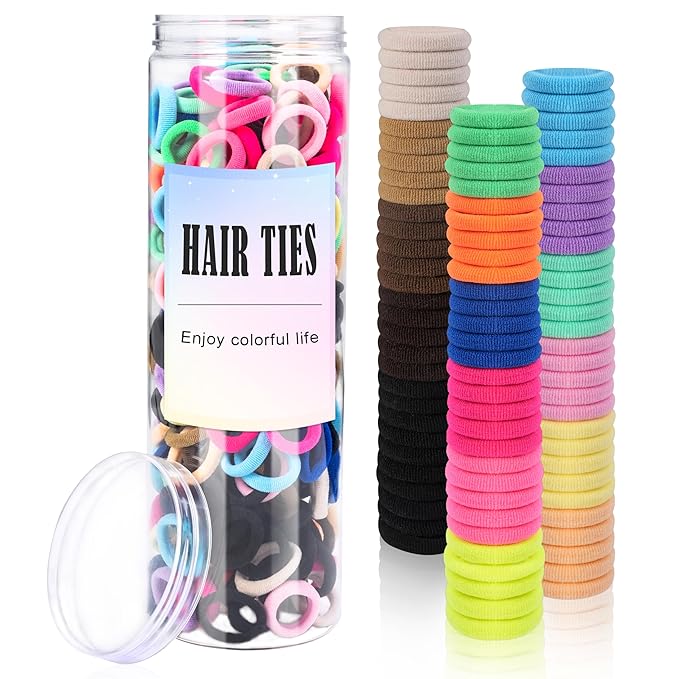 TaShow 500 Count Baby Hair Ties for Infants, Mixed Color, Soft Elastic Ponytail Holders for Toddler Girls, Cotton Baby Girl Hair Ties, 18 Colors