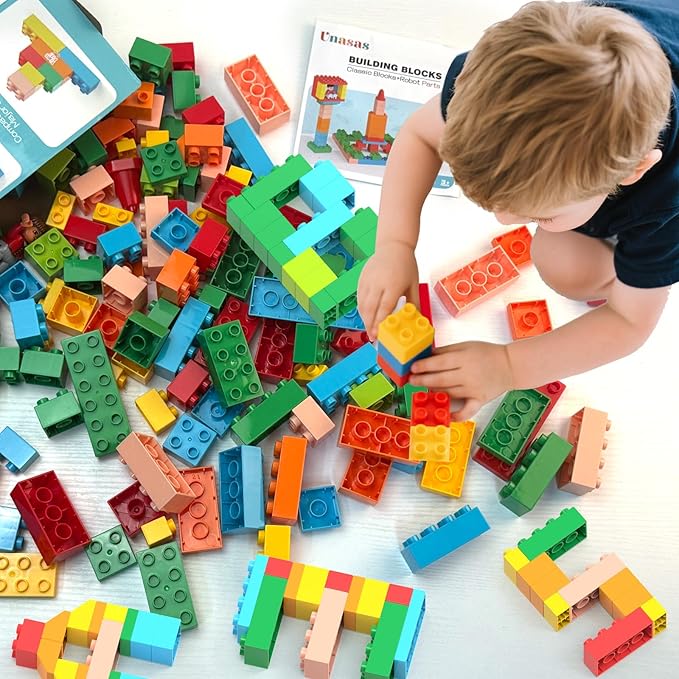 Building Blocks for Kids Ages 3-8| 8-Color Building Bricks for Toddlers Development, Creativity, and Motor Skills| 209-piece Toy Building Sets for Ideal Christmas/Birthday Gifts for Boys & Girls