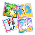 BulbaCraft 4Pcs Sticker Paint Books for Girls - Sticker Books by Number with Mermaids, Princesses, Animals and Unicorns - Coloring Activity for Kids