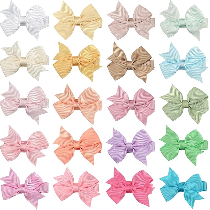 CÉLLOT Hair Clips for Girls - 20PCS Fully Lined Hair Bows Alligator Clips for Toddlers, Kids, Infants, and Babies
