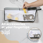 Small Steps Bath Kneeler and Elbow Rest Pad Set – Ergonomic Baby Bath Kneeling Pad with Memory Foam and Non-Slip Design – Orca-Themed Comfort with Handy Pockets for Bathing Babies and Kids