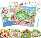 3D Sticker Scene Play Set – 4 Scenes with 300+ Stickers, Reusable Sticker Book, Waterproof Stickers for Kids & Adults