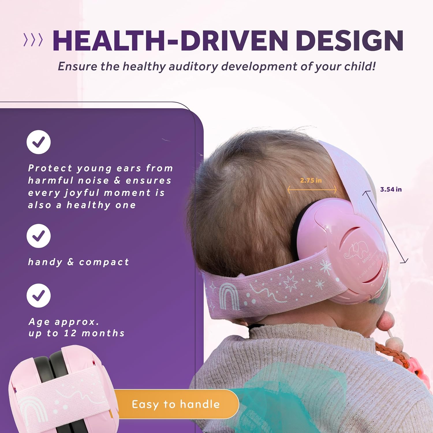 Schallwerk ® Mini+ Baby Ear Muffs – Infant Noise Cancelling Headphones, Toddler Ear Protection, Baby Headphones for Noise