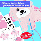 KRAFUN Easy Sewing Kit for Beginner Kids Arts & Crafts, 8 Easy DIY Projects of Stuffed Animal Dolls of Puppies & Kittens, Dogs and Cats, Instructions & Felt, Gift for Girls, Boys, Learn to Sew