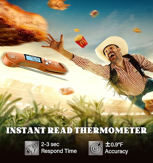 DOQAUS Digital Meat Thermometer, Instant Read Food Thermometers for Cooking, Kitchen Probe with Backlit & Reversible Display, Wide Temperature Range for Turkey, Grill, BBQ, Baking, Bread, Sourdough