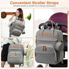 Diaper Bag Backpack – Large Waterproof Baby Bag with USB Charging Port, Changing Pad & Stroller Straps – Stylish, Durable & Hands-Free Travel Organizer for Moms & Dads (Grey)