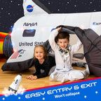 W&O Space Explorer Aerodome with LED Lights & Blast-Off Button – Inflates in Seconds to Create an Immersive Space Adventure for Kids Ages 3-12 – Inflatable Rocket Ship Tent (Fan Not Included)