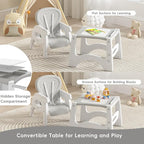 Xilingol 8 in 1 Convertible Baby High Chair W/Wheels, Baby Feeding Chair W/Adjustable Backrest & Removable Dual Tray, Building Block Table & Chair Set, HighChair for Babies & Toddlers (Grey)