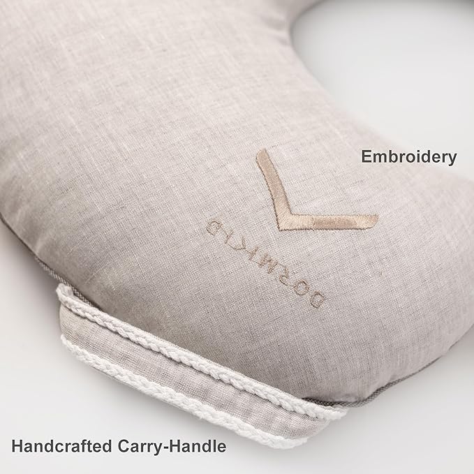 Linen Cover for Nursing Pillow • Premium Quality 100% Organic Oeko-Tex Standard • Cover for Breastfeeding and Bottle Feeding Pillow • Soft and Breathable • Only Cover (Natur linen)