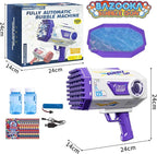 BOMOCO Bubble Gun,125 Holes Bubble Machine Bubbles for Kids 3-12,Bubble Blaster Gun with Bubble Solution Summer Outdoor Bubble Toys Birthday Wedding Halloween Party Favors Gifts Bubble Maker,Purple