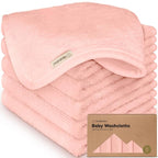 6-Pack Baby Washcloths - Soft Absorbent Viscose from Bamboo Wash Cloths for Babies, Kids, Toddlers, Infant, Newborn Bath Towels, Gentle on Sensitive Skin, 10x10 Reusable Face Towels (Blush Pink)