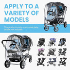 bemece Double Stroller Rain Cover, Weather Shield Double Stroller for Front and Rear Seats Twin Stroller, Baby Outdoor Activities Accessories, Protects Children from Rain, Snow, Wind