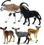 FUNSHOWCASE African Jungle Animals Toy Antelopes Figure Realistic Plastic Figurine Playset Lot 5-Piece