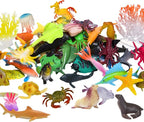Ocean Sea Animals Figures, 60 Pack Mini Plastic Deep Underwater Life Creatures Set, STEM Educational Shower Bath Toys Gift for Baby Toddler Cupcake Toppers Party Supplies with Turtle Octopus Shark