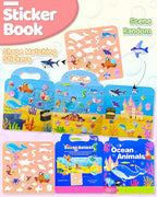 Benresive Reusable Sticker Books for Kids 2-4, Sticker Books for Toddlers 1-3 2-4, Toddler Travel Toys Activities Crafts Gifts - Ocean