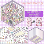 5 Set 3D Scene Stickers DIY 3D House Stickers -Fun DIY Stickers Scene Make Your Own clothing store Shop Amusement park for Adult Kids-Make Your Own Stickers-Cute Cartoon Sticker Scenes for Adults Kids