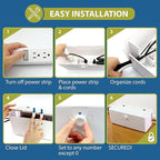 Power Strip Cover Box - Effectively Baby Proofs Power Strip with Patented Dual Lock. Convenient Side Openings for Cords & Cables. Protects Small Hands & Fingers