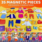 QUOKKA Magnetic Dress-Up Dolls for Girls Boys with 35 Magnetic Pieces - Creative Magnetic Play Set for Home or Travel - Perfect Magnetic Paper Dolls for Ages 3+, Boost Storytelling with Professions