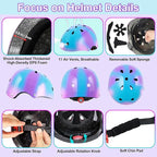 Kids Bike Helmet with DIY Stickers and Knee Pads Elbow Pads Wrist Guard Set for Ages 3-8-14 Toddler Boys Girls Helmet for Roller Skates Cycling Skateboarding Bicycle Scooter