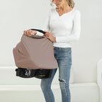 Breathable Car Seat Cover for Babies – Multi-Purpose Soft Rayon Nursing Cover for Breastfeeding, High Stretchy Infant Carseat Canopy, Stroller Cover (Smooth Rayon, Mocha Natural)