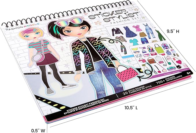 Fashion Angels Sticker Stylist 12544, Fashion Design Sticker by Number Activity Book, For Kids 6 and Up