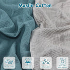 Hooyax Baby Lounger Cover 2 Pack - 100% Muslin Cotton Newborn Lounger Pillow Covers Only, Soft Breathable Infant Lounger Cover with Reinforced Stitching, Fits Most Standard Baby Loungers (Blue Grey)