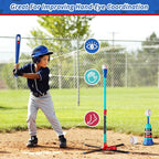 3-in-1 Baseball Set for Kids: Hanging Batting Tee + T Ball Stand Set Auto Ball Launcher for Toddlers & Youth Adjustable Height with 6 Balls 2 Bats Outdoor&Indoor Toys Sports Gifts for 3-12 Years Old