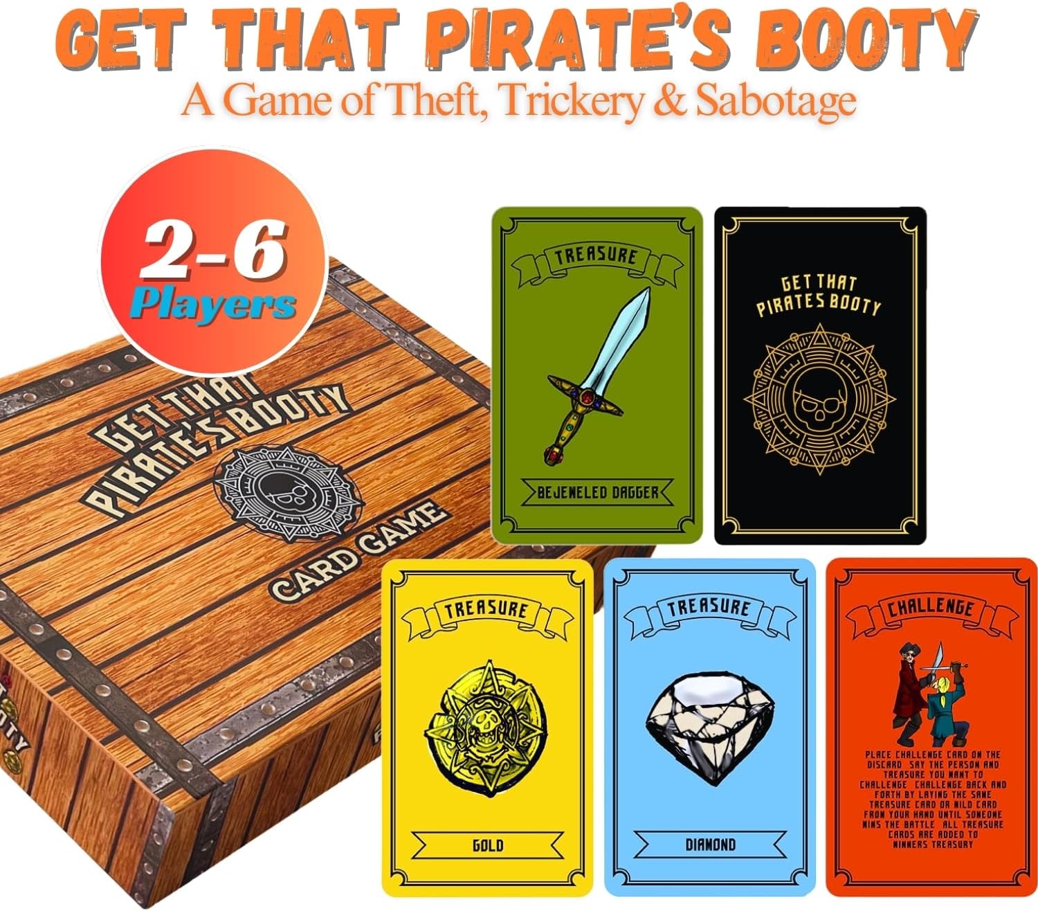 Get That Pirate's Booty Card Game, Fun 2-6 Player Family-Friendly Card Game for Adults, Teens, & Kids a Fun Pirate Themed Game and Good Stocking Stuffers Gift Ideas