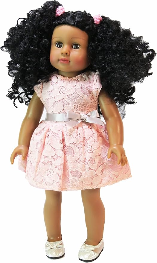 American Fashion World 18-Inch 'Virginia' African American Vinyl Posable Girl Doll with 3B Hair Type | Undressed Doll | Premium Quality & Design
