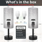 Grey Bedside Table Lamps Set of 2-3 Color Temperatures Pull Chain Lamp with AC Outlet Charging Port, Round Night Stand Lamps for Bedroom Office, Small Bed Side Light with E26 LED Bulbs