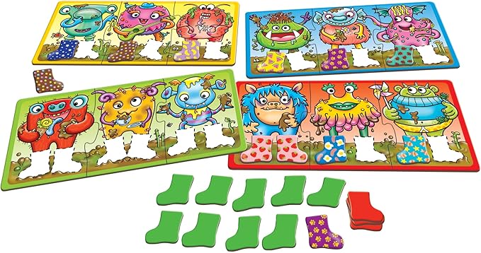ORCHARD TOYS Moose Smelly Socks Game. Find Matching Pairs of Socks for Your Monsters! for Ages 3-6 and 2-4 Players